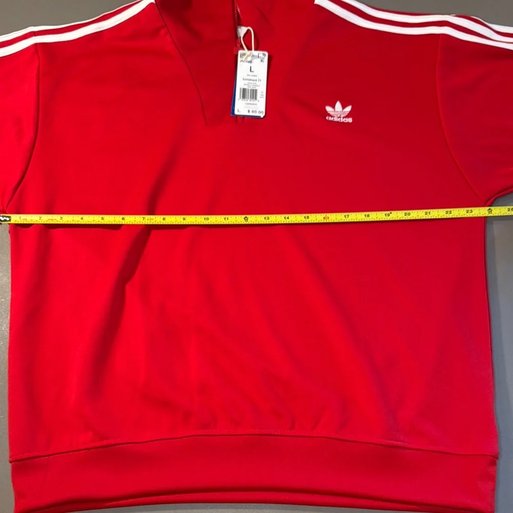 Adidas Red 1/4 Zip Up Sweatshirt Jacket with Signature Stripes Size L NWT